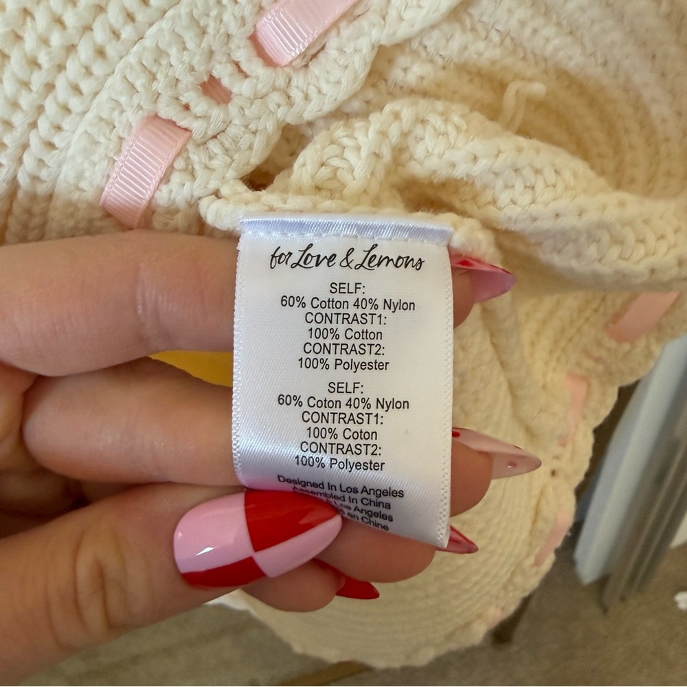 🆕Cream For Love And Lemons Olina Crochet Mini Dress Sz Medium - Picture 10 of 10